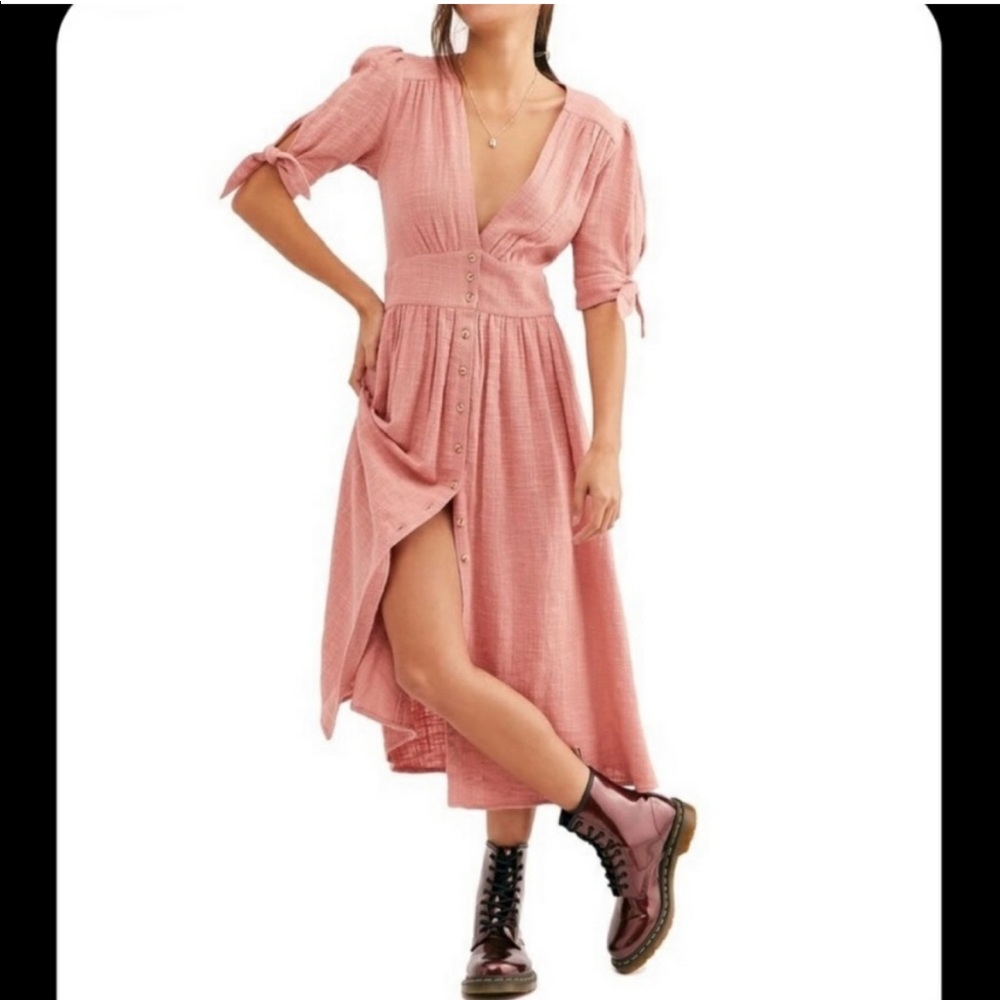 NWT Free People Love of My Life Pink Midi Dress